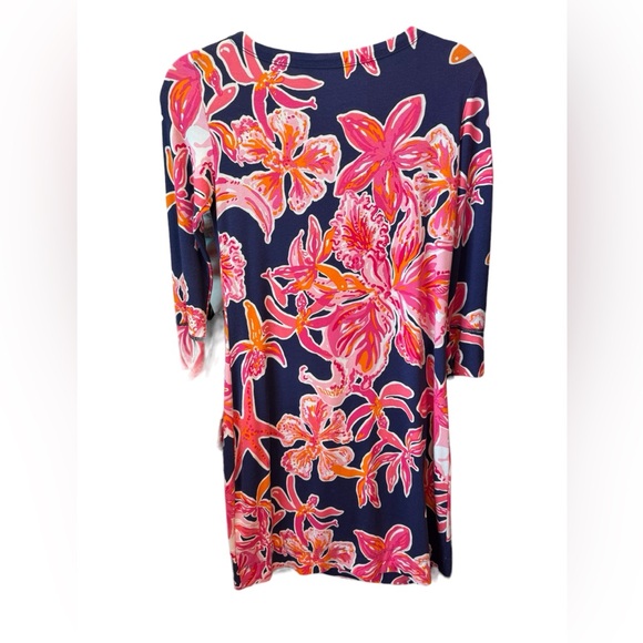 Lilly Pulitzer Sophie Dress Size XS Starfish Floral Navy Pink Preppy Resort - Picture 2 of 12